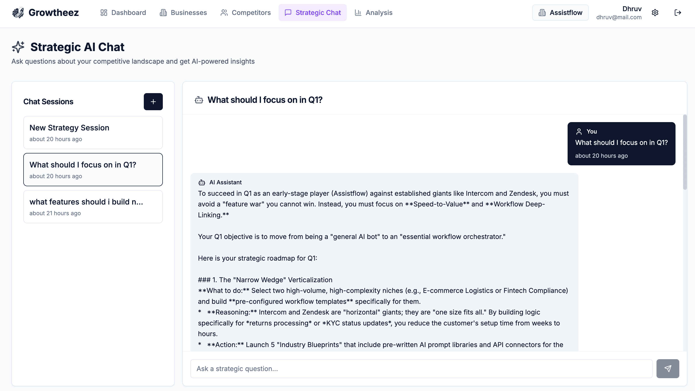 Strategic AI chat for competitive decision making